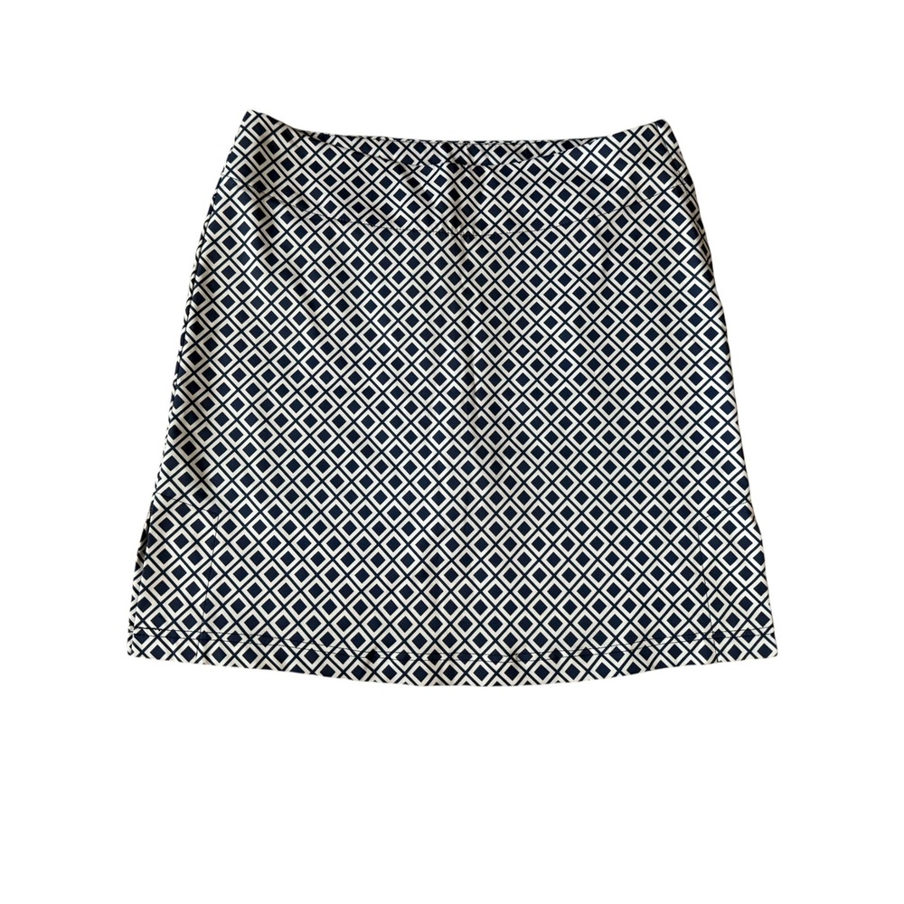 Lija Womens Navy White Geometric Diamond Print Golf Skort Size 6 Activewear